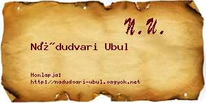 Nádudvari Ubul névjegykártya
